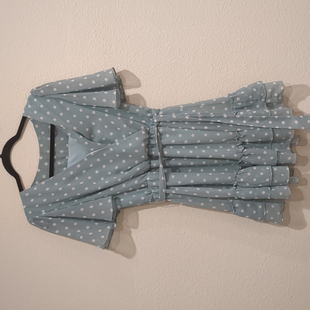 B. DARLIN Mint Green Polka Dot Ruffled Dress Size 7/8